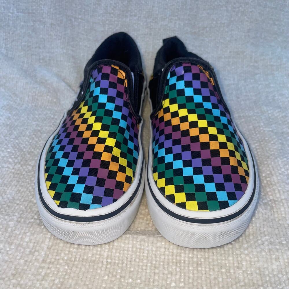 VANS TODDLER SIZE 12 MULTI COLOR CHEKERED SNEAKERS - Picture 2 of 7